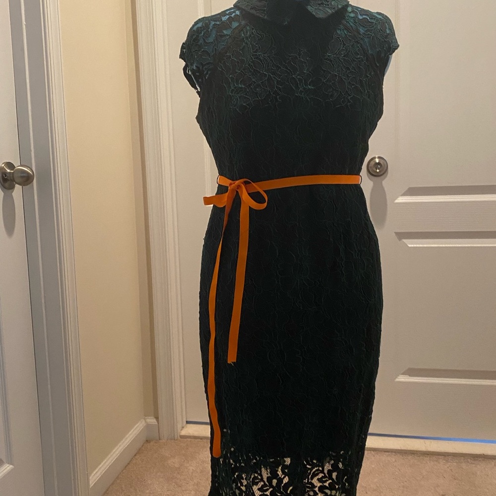 Green laced pencil dress